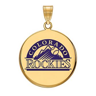 LogoArt Sterling Silver 14k Gold-Plated Colorado Rockies Large Enameled Disc Pendant