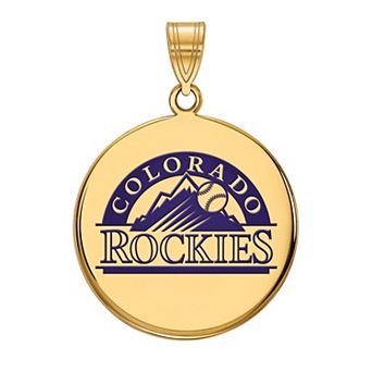 LogoArt Sterling Silver 14k Gold-Plated Colorado Rockies Large Enameled Disc Pendant