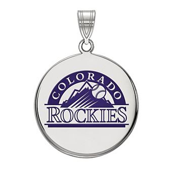 LogoArt Sterling Silver Colorado Rockies Large Enameled Disc Pendant