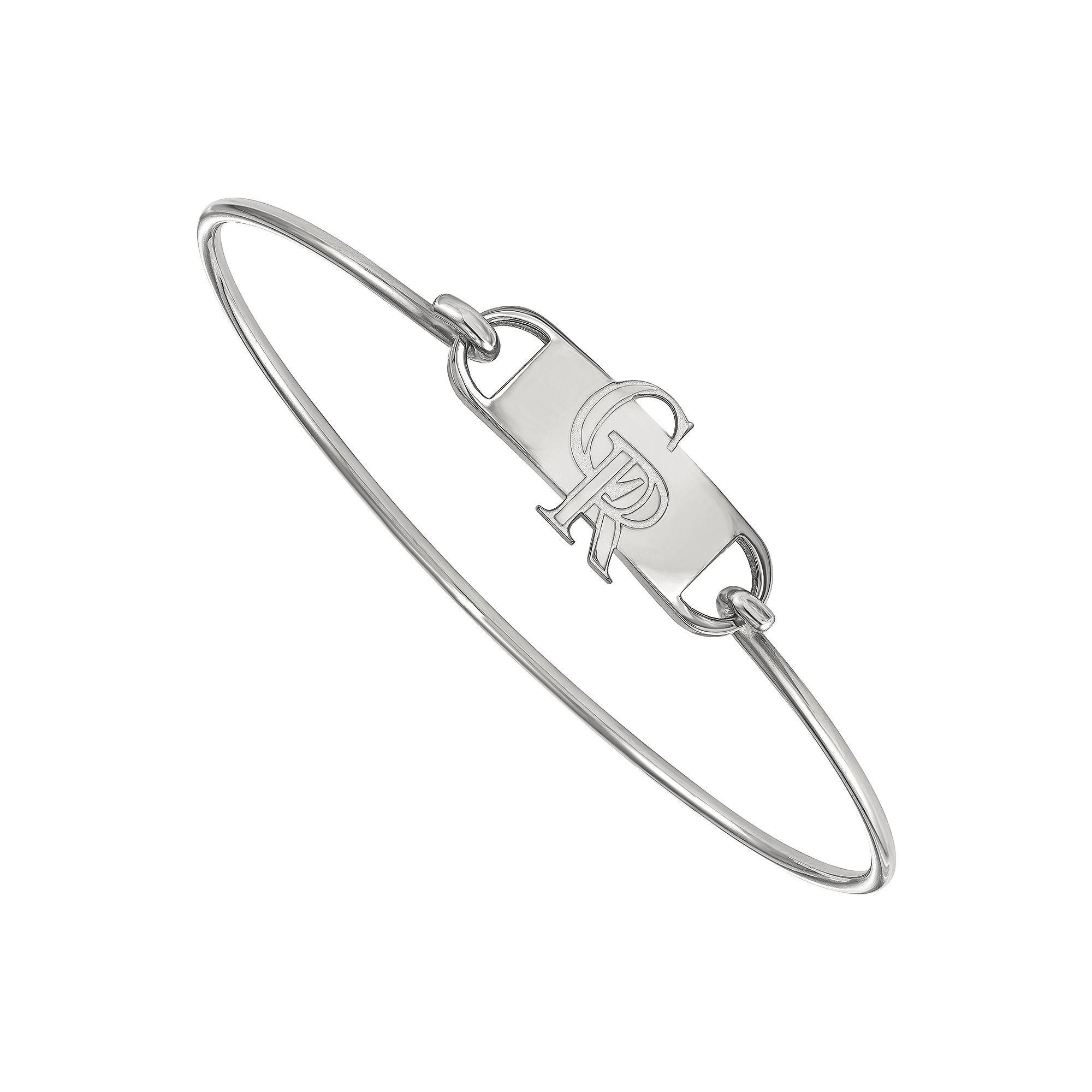 LogoArt Sterling Silver Colorado Rockies Small Center Wire Bangle Bracelet,