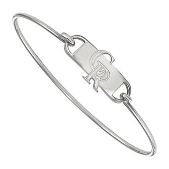 LogoArt Sterling Silver Colorado Rockies Small Center Wire Bangle Bracelet