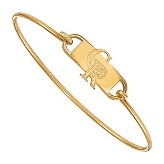 LogoArt Sterling Silver 14k Gold-Plated Colorado Rockies Small Center Wire Bangle Bracelet