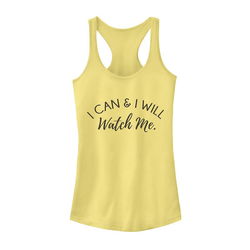 Juniors' "Watch Me" Script Tank Top, Girl's, Size: XL, Banana