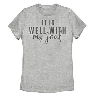 Juniors' "It Is Well With My Soul" Text Tee