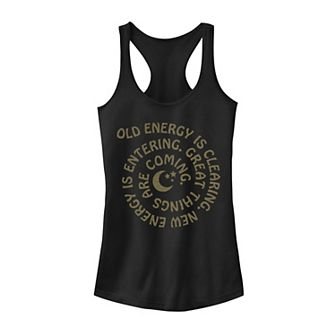 Juniors' Old Energy New Energy Spiral Graphic Tank Top