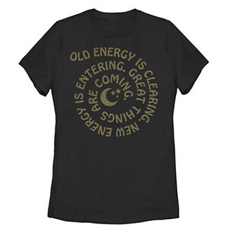 Juniors' Old Energy New Energy Spiral Graphic Tee