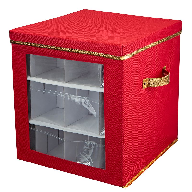 Simplify 27 Count Large Ornament Storage Box, Red