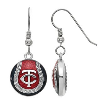 LogoArt Sterling Silver Minnesota Twins Enameled Baseball Earrings