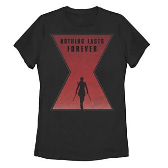 Juniors' Marvel Black Widow Nothing Lasts Forever Tee