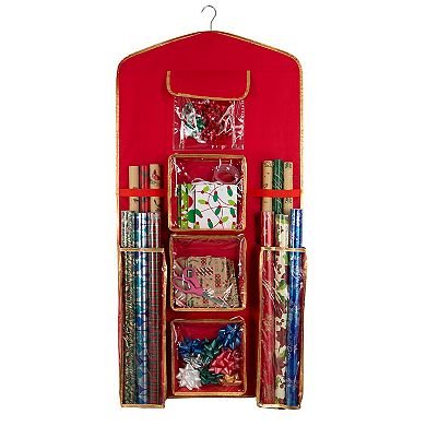 Simplify 8 Compartment Hanging Holiday Gift Wrap Organizer