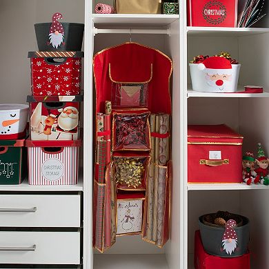 Simplify 8 Compartment Hanging Holiday Gift Wrap Organizer