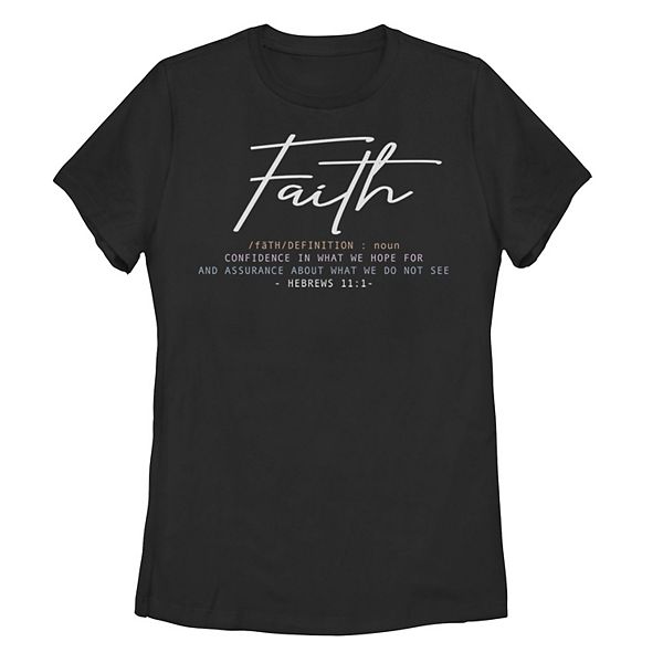 Juniors' Faith Definition Graphic Tee