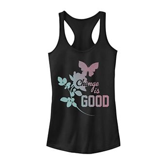 Juniors' Change Is Good Floral Graphic Tank Top