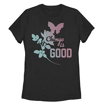 Juniors' Change Is Good Floral Graphic Tee