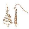 HOLIDAY Rose Gold Tone & Simulated Crystal Swirl Tree Drop Earrings