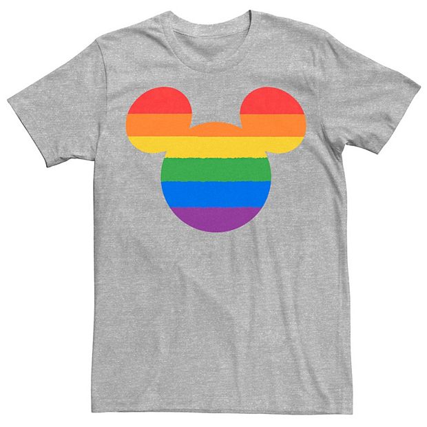 Disney Mickey Mouse Pride Inclusive Rainbow Head Icon Fill - Short Sleeve  Cotton T-Shirt for Adults - Customized-Red 