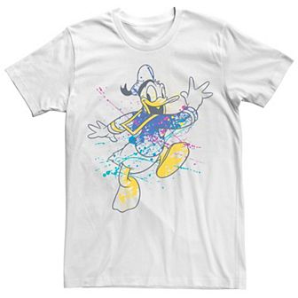 Disney's Donald Duck Jumping For Joy Paint Splatter Portrait Men's Tee