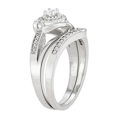 Sterling Silver 1/3 Carat T.W. Diamond Engagement Ring Set