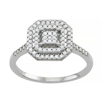 Tiara Sterling Silver 1/3 Carat T.W. Diamond Tiered Cluster Ring