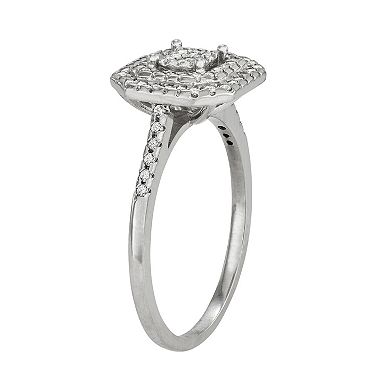 Sterling Silver 1/3 Carat T.W. Diamond Tiered Cluster Ring