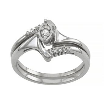 Tiara Sterling Silver 1/10 Carat T.W. Diamond Engagement Ring Set