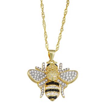 Designs by Gioelli 14k Gold Over Silver Lab-Created White Sapphire Bee Pendant Necklace