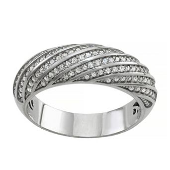Tiara Sterling Silver 1/2 ct T.W. Diamond Pave Twist Ring
