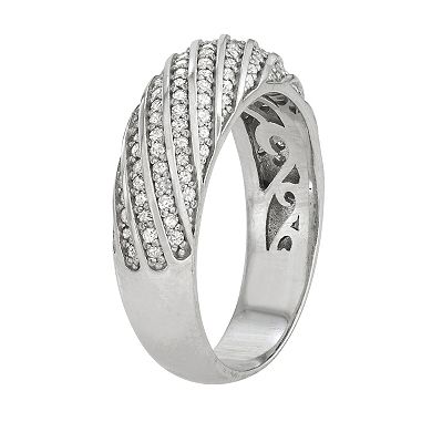 Sterling Silver 1/2 ct. T.W. Diamond Pave Twist Ring
