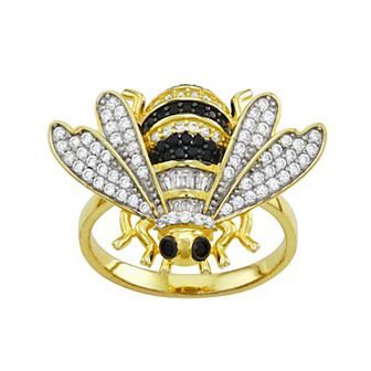 Designs by Gioelli Sterling Silver Lab-Created White Sapphire Bee Ring