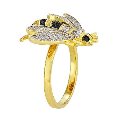 Sterling Silver Lab-Created White Sapphire Bee Ring