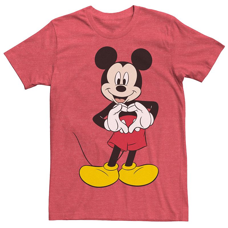 Mens Disney Mickey Mouse Heart Hands Pose Tee, Size: Small, Red