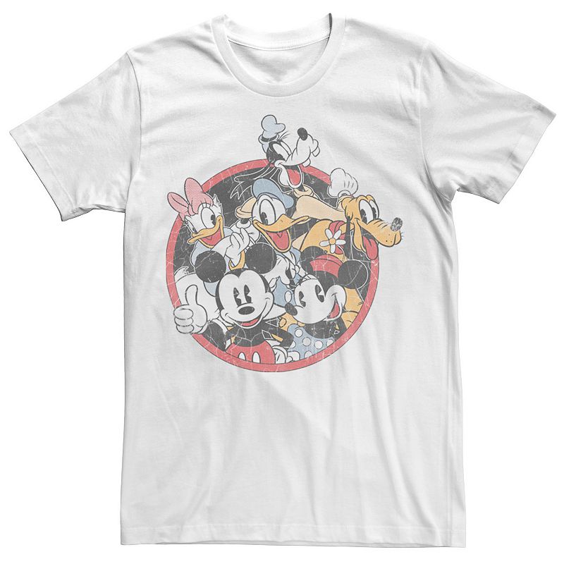 Mens Disney Mickey & Friends Classic Group Shot Tee, Size: Small, White