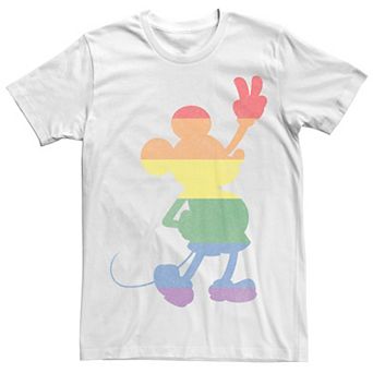 Disney's Mickey Mouse Rainbow Stripe Silhouette Men's Graphic Tee