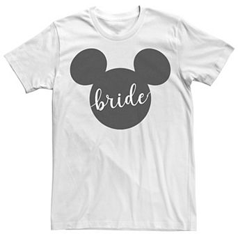 Disney's Mickey Mouse Head Silhouette Bride Cursive Text Men's Tee