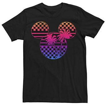 Disney's Mickey & Friends Men's Gradient Checker Palm Tree Fill Tee