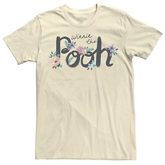 Disney's Winnie The Pooh Floral Cursive Name Text Men's Tee