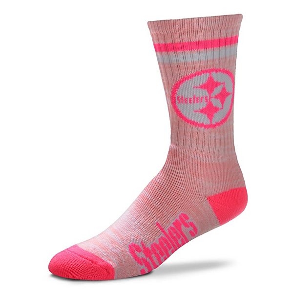 Women's For Bare Feet Pittsburgh Steelers Pretty in Pink Crew Socks