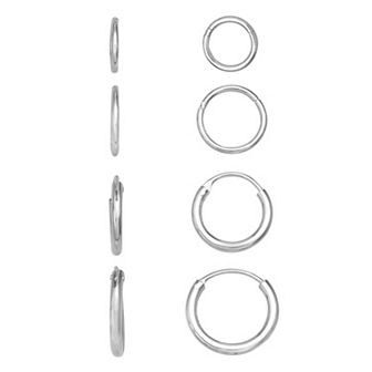 Aurielle 4-Pair Graduated Endless Hoop Earring Set