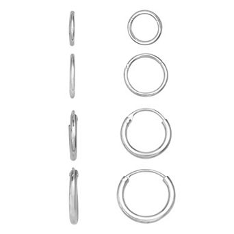 Aurielle 4-Pair Graduated Endless Hoop Earring Set
