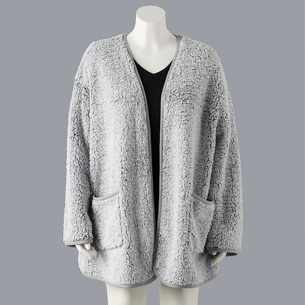 Plus Size Simply Vera Vera Wang Plush Sherpa Bed Jacket