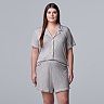 Plus Size Simply Vera Vera Wang Short Sleeve Pajams Shirt & Pajama Boxer Shorts Set