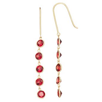 Tiara 10k Gold Garnet Drop Earrings