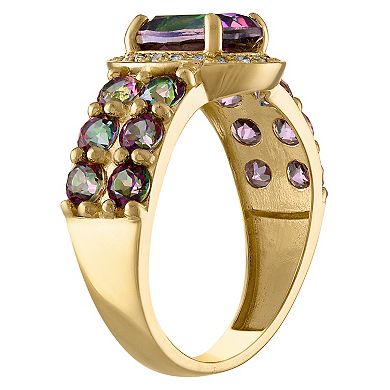 Tiara 10k Gold Gemstone & 1/10 Carat T.W. Diamond Oval Halo Ring