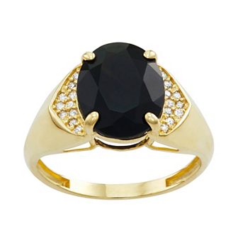 Tiara 10k Gold Onyx and Diamond Ring