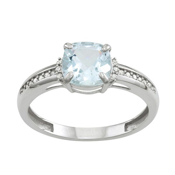 Tiara 10k Gold Aquamarine and Diamond Ring