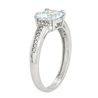 10k Gold Aquamarine and Diamond Ring