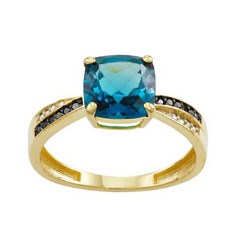 Tiara 10k Gold Blue Topaz and Diamond Ring