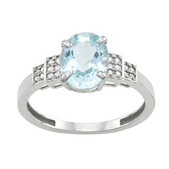 Tiara 10k Gold Aquamarine and Diamond Ring