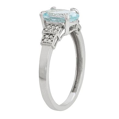 10k Gold Aquamarine and Diamond Ring