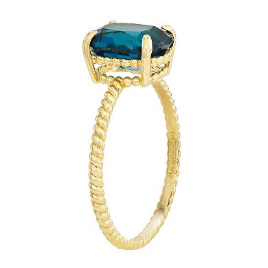 10k Gold London Blue Topaz Twist Ring